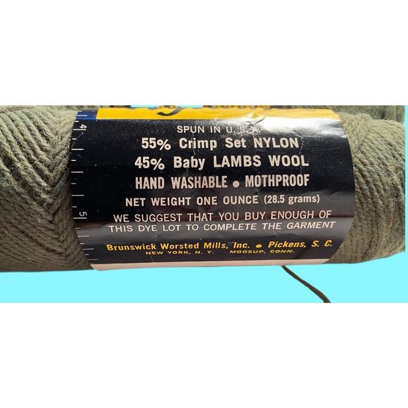 VTG 4 Skeins Lot Brunswick Nylamb Fingering Blend Yarn 55/45 Weight Loden - Picture 2 of 8